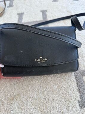 kate spade New York Black Crossbody Wallet with wear